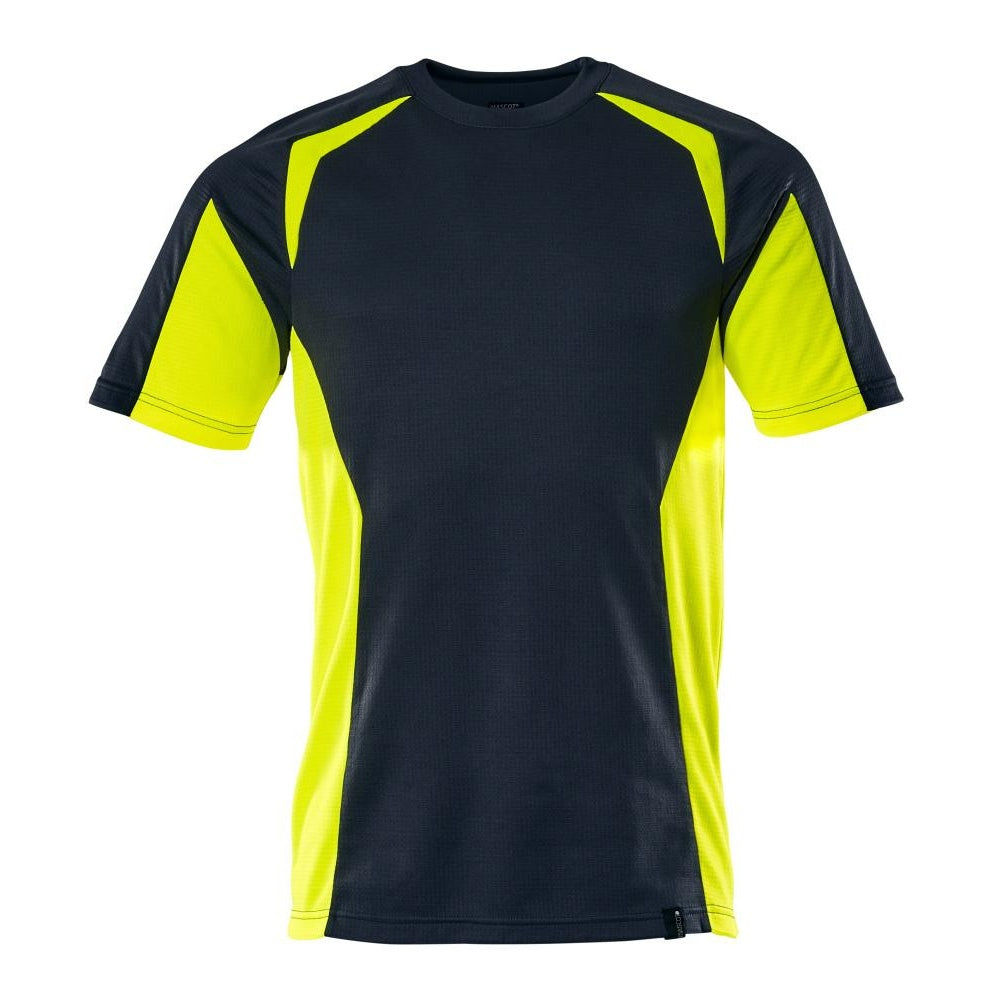 Dark Navy-Hi Vis Yellow - Front - Mascot Mens Accelerate Safe T-Shirt