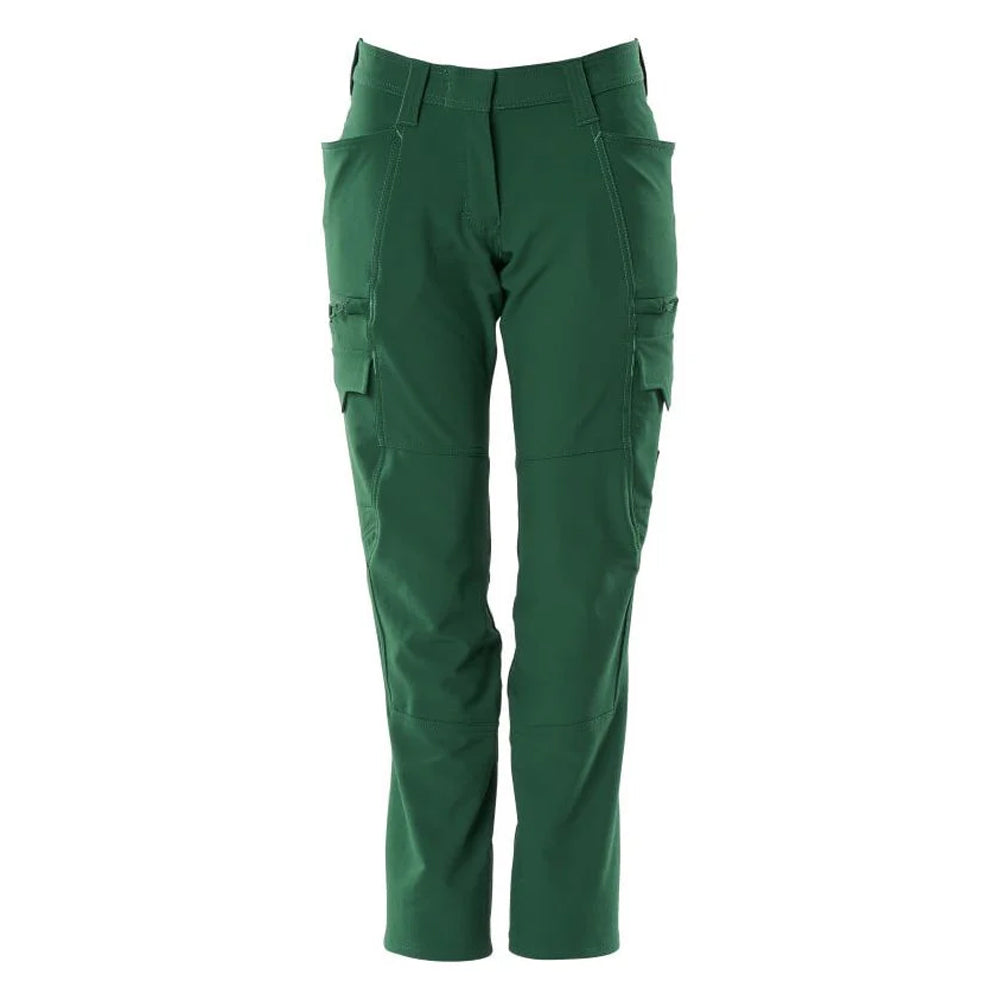 Green - Front - Mascot Womens-Ladies Accelerate Cargo Pocket Fitted Trousers