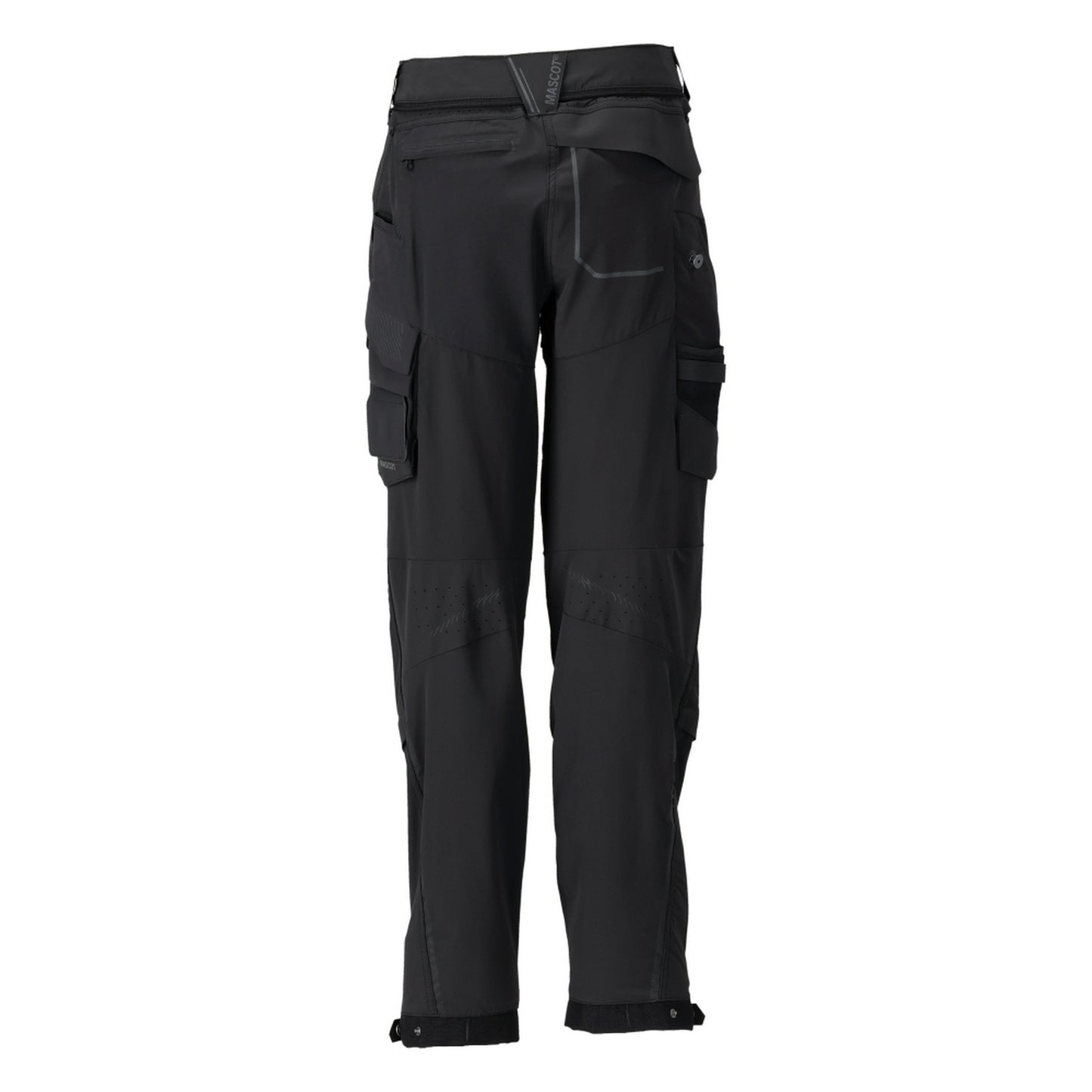Black - Back - Mascot Mens Customized Recycled Knee Pad Pockets Fitted Work Trousers