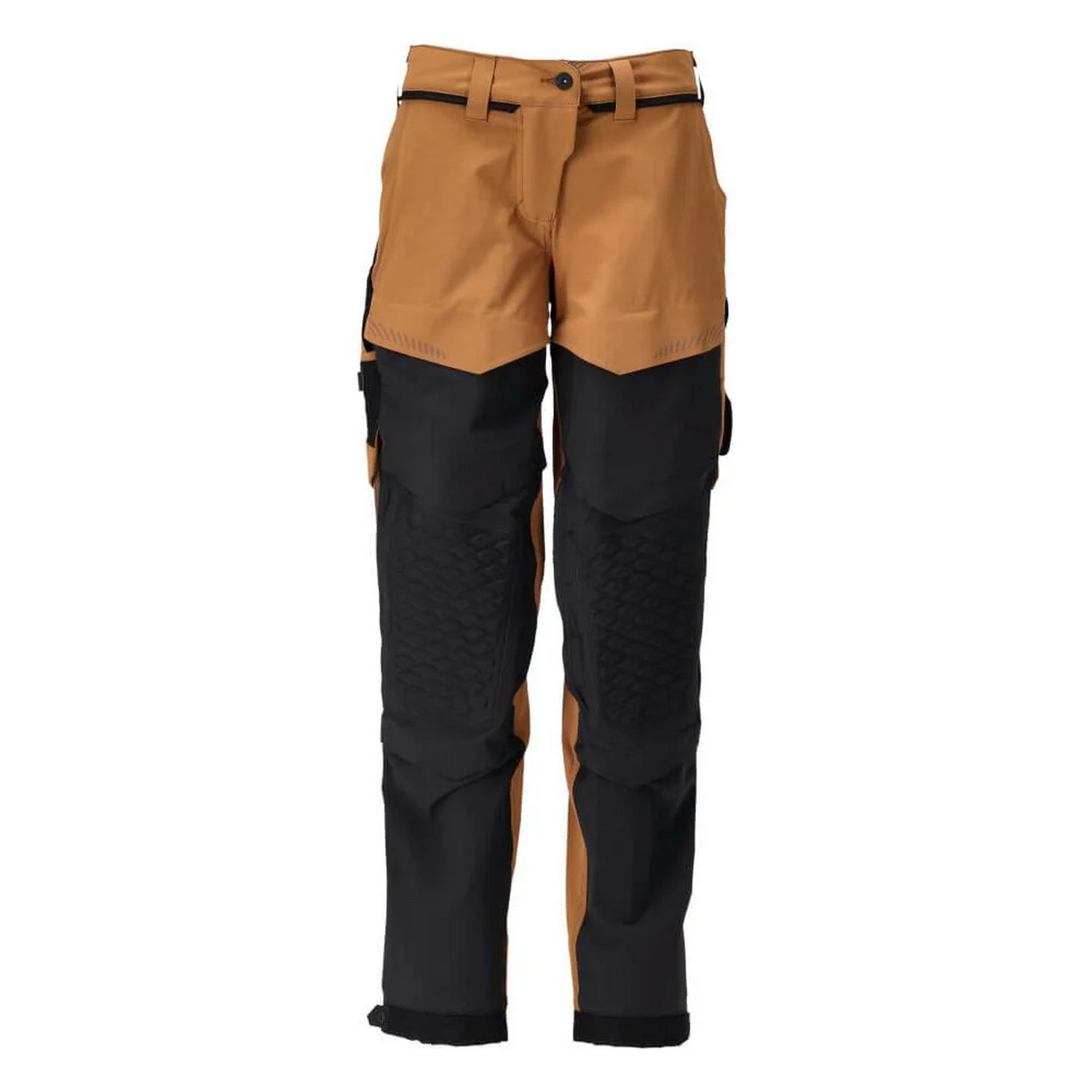 Nut Brown-Black - Front - Mascot Mens Customized Recycled Knee Pad Pockets Fitted Work Trousers