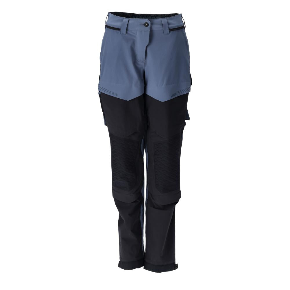 Stone Blue-Dark Navy - Front - Mascot Mens Customized Recycled Knee Pad Pockets Fitted Work Trousers