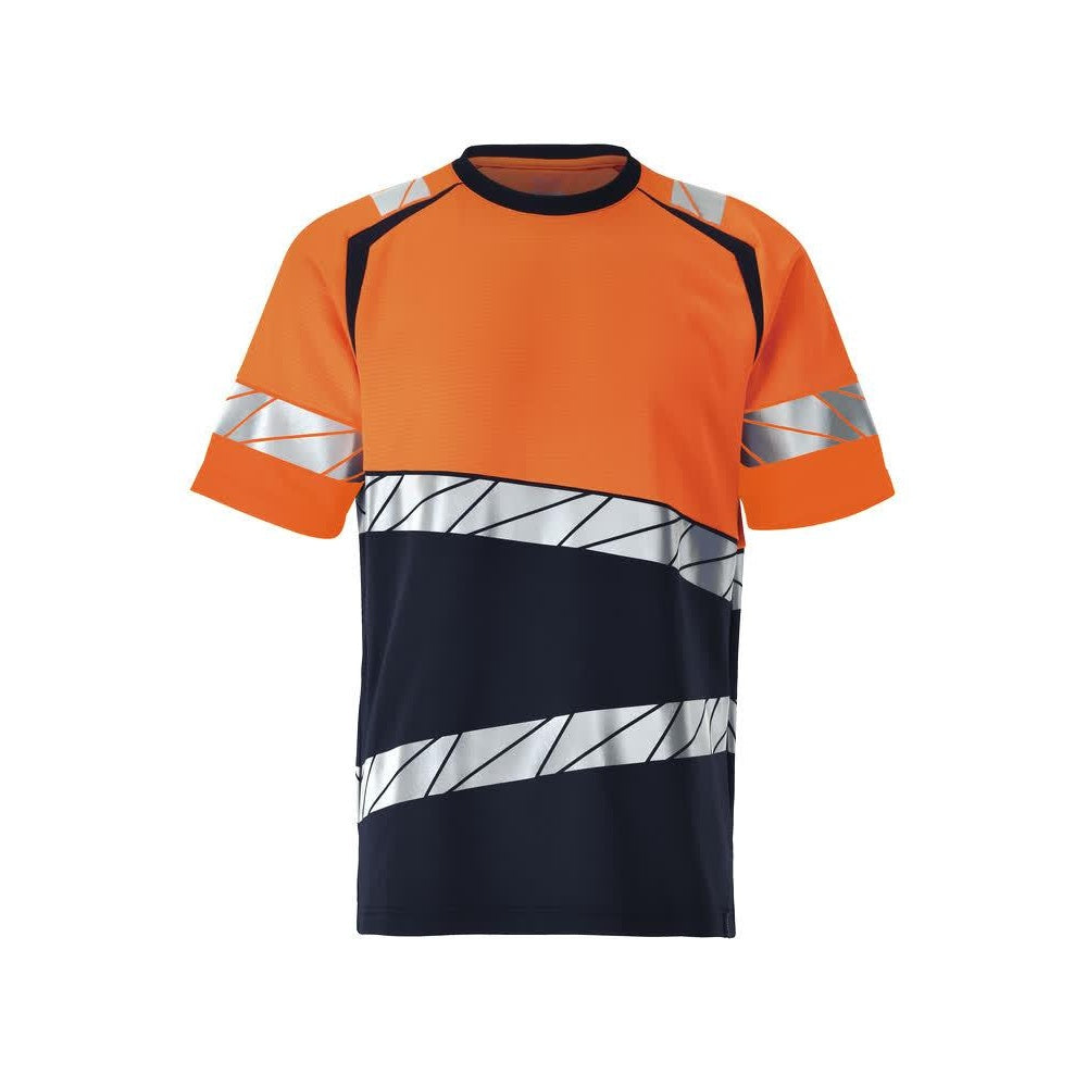 Dark Navy-Hi Vis Orange - Front - Mascot Mens Accelerate Safe T-Shirt