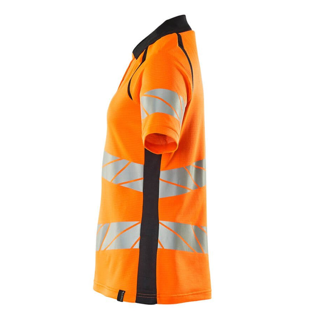 Orange-Dark Navy - Side - Mascot Womens-Ladies Accelerate Safe Hi-Vis Polo Shirt