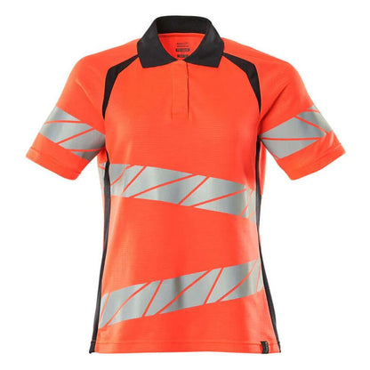 Red-Dark Navy - Front - Mascot Womens-Ladies Accelerate Safe Hi-Vis Polo Shirt