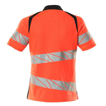 Red-Dark Navy - Back - Mascot Womens-Ladies Accelerate Safe Hi-Vis Polo Shirt
