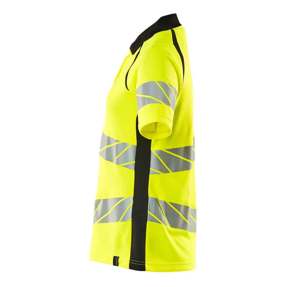 Yellow-Black - Side - Mascot Womens-Ladies Accelerate Safe Hi-Vis Polo Shirt