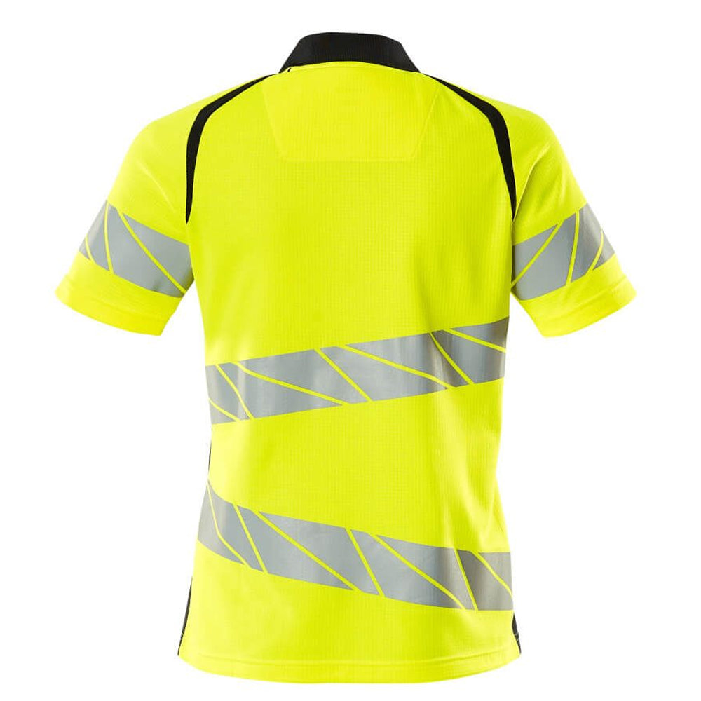 Yellow-Dark Navy - Back - Mascot Womens-Ladies Accelerate Safe Hi-Vis Polo Shirt