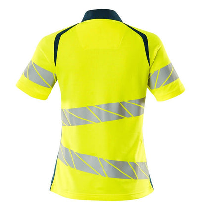 Yellow-Dark Petroleum - Back - Mascot Womens-Ladies Accelerate Safe Hi-Vis Polo Shirt