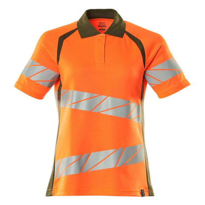 Orange-Moss Green - Front - Mascot Womens-Ladies Accelerate Safe Hi-Vis Polo Shirt