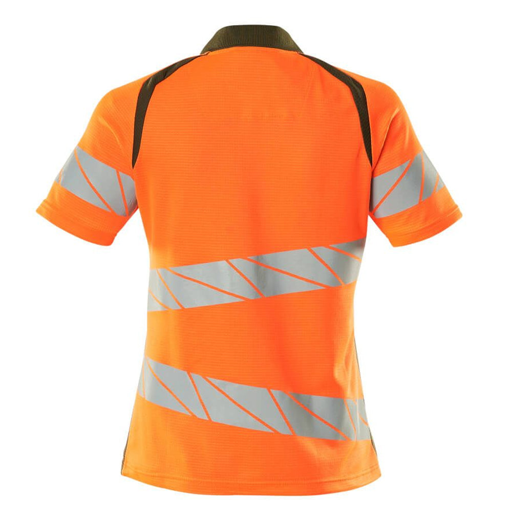 Orange-Moss Green - Back - Mascot Womens-Ladies Accelerate Safe Hi-Vis Polo Shirt