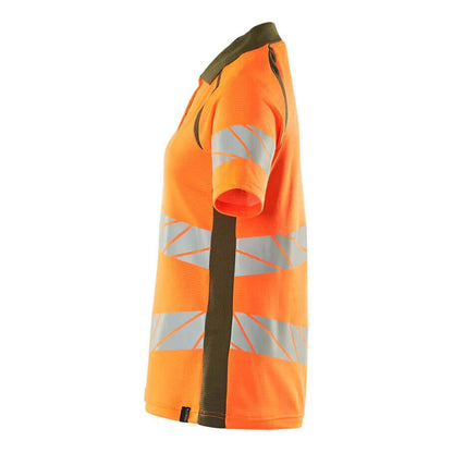 Orange-Moss Green - Side - Mascot Womens-Ladies Accelerate Safe Hi-Vis Polo Shirt