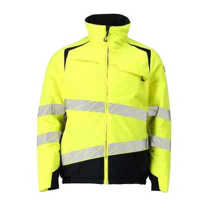 Hi Vis Yellow-Dark Navy - Front - Mascot Mens Accelerate Safe Hi-Vis Winter Jacket