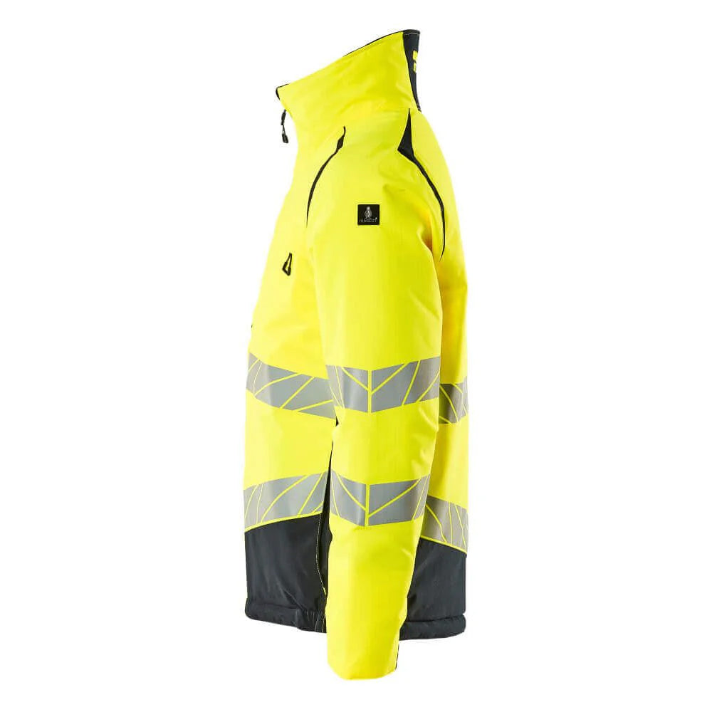 Hi Vis Yellow-Dark Navy - Side - Mascot Mens Accelerate Safe Hi-Vis Winter Jacket