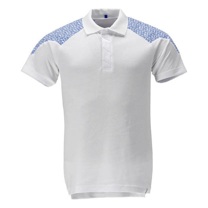 White-Azure Blue - Front - Mascot Mens Food & Care Polo Shirt