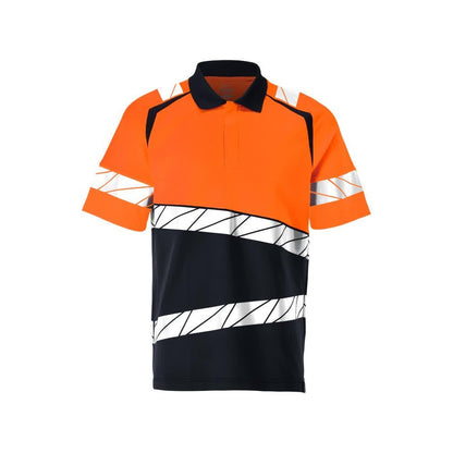 Dark Navy-Orange - Front - Mascot Womens-Ladies Accelerate Safe Polo Shirt