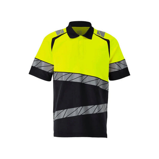 Black-Hi Vis Yellow - Front - Mascot Womens-Ladies Accelerate Safe Polo Shirt