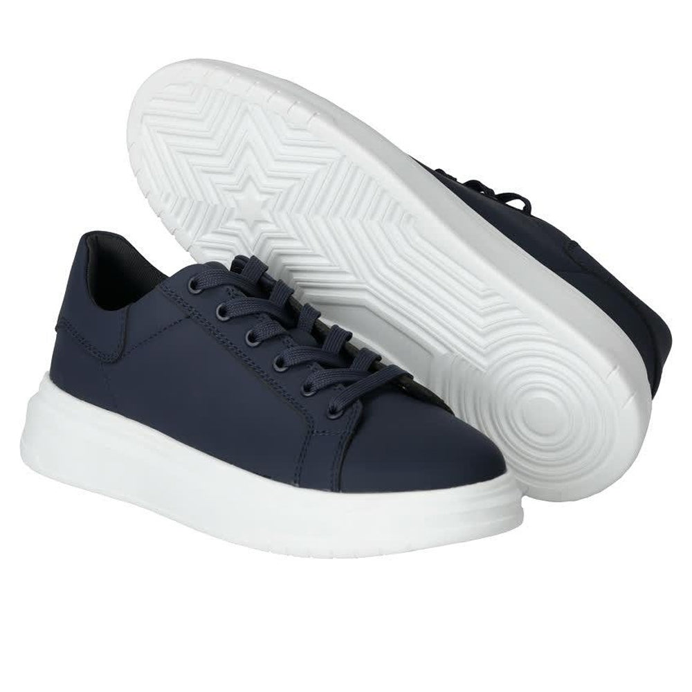 Dark Blue - Back - Mascot Mens Leather Trainers