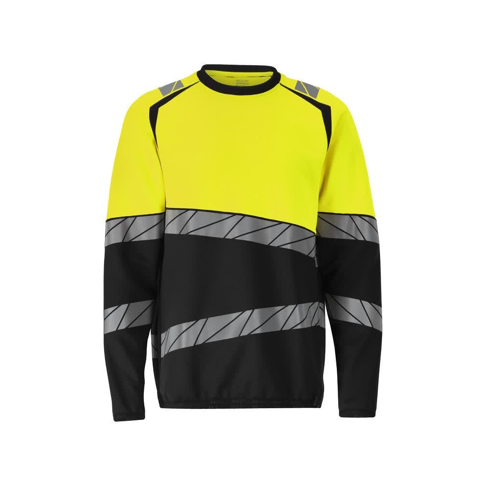 Black-Yellow - Front - Mascot Mens Two Toned Hi-Vis Modern Sweatshirt