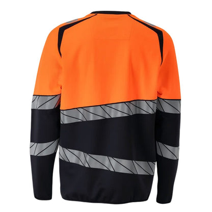 Dark Navy-Orange - Side - Mascot Mens Two Toned Hi-Vis Modern Sweatshirt