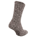 Brown - Back - FLOSO Mens Warm Slipper Socks With Rubber Non Slip Grip