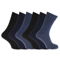 Shade of Blue - Front - Mens 100% Cotton Ribbed Classic Socks (Pack Of 6)