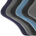 Black-Grey-Blue - Back - Mens 100% Cotton Ribbed Classic Socks (Pack Of 6)
