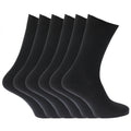 Black - Front - Mens 100% Cotton Ribbed Classic Socks (Pack Of 6)