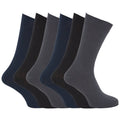Black-Grey-Navy - Front - Mens 100% Cotton Ribbed Classic Socks (Pack Of 6)