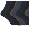 Black-Grey-Navy - Back - Mens 100% Cotton Ribbed Classic Socks (Pack Of 6)