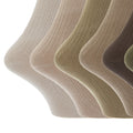 Brown-Beige-Olive - Back - Mens 100% Cotton Ribbed Classic Socks (Pack Of 6)