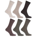 Shades of Brown - Front - Mens 100% Cotton Plain Work-Casual Socks (Pack Of 6)