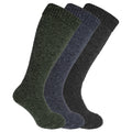 Green-Blue-Charcoal - Front - Mens Thermal Wool Blend Long Wellington Boot Socks (Pack Of 3)