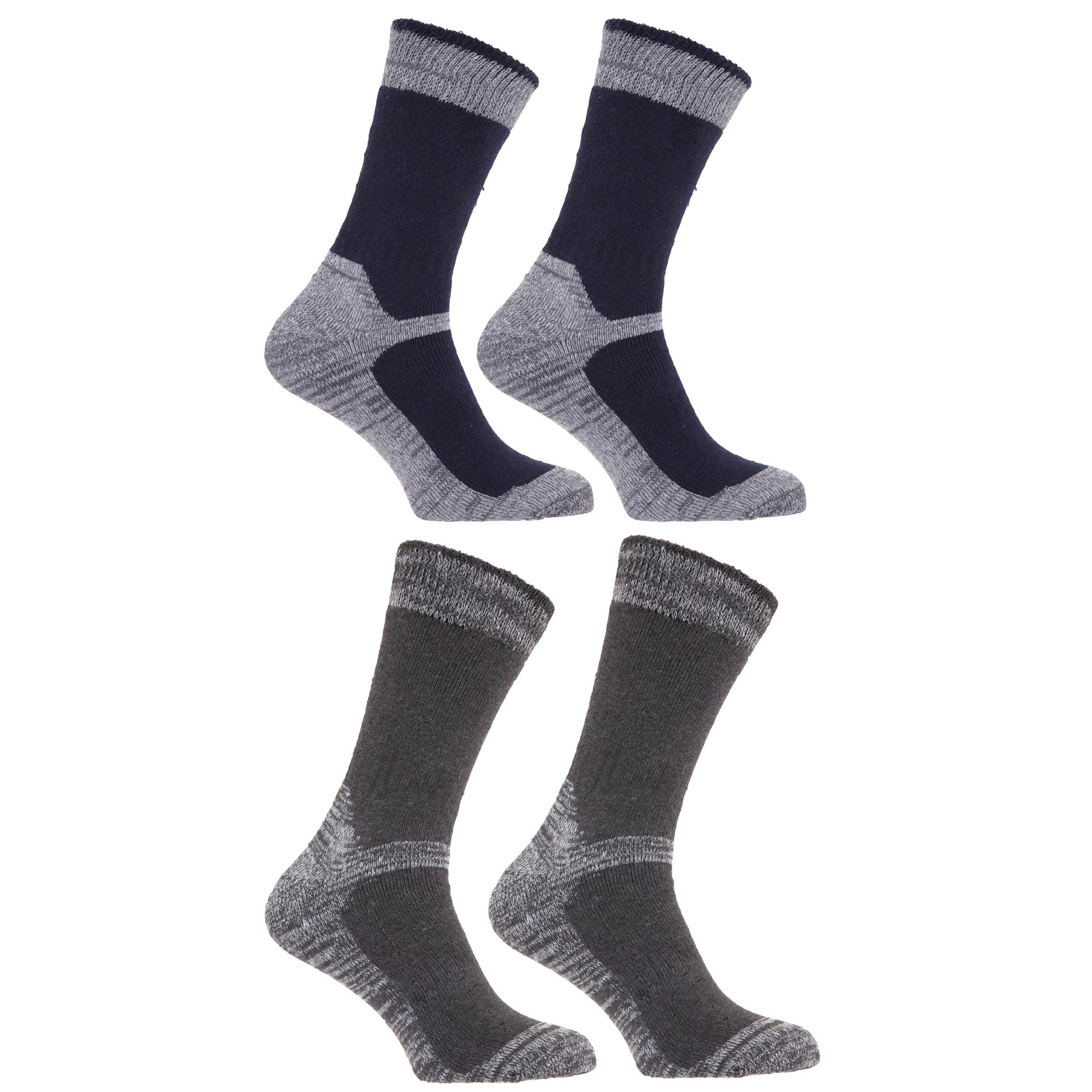 Navy-Grey - Front - Mens Heavy Weight Reinforced Toe Work Boot Socks (Pack Of 4)