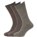 Shades of Brown - Front - Mens Wool Blend Socks With Wool Padded Sole (Pack Of 3)