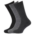 Black-Grey - Front - Mens Wool Blend Socks With Wool Padded Sole (Pack Of 3)