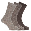Shades of Brown - Front - Mens Wool Blend Boot Socks (Pack Of 3)