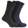 Navy-Grey-Blue - Front - Mens Wool Blend Boot Socks (Pack Of 3)
