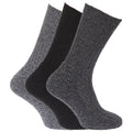 Black-Grey - Front - Mens Wool Blend Non Elastic Top Light Hold Socks (Pack Of 3)