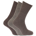 Shades of Brown - Front - Mens Wool Blend Non Elastic Top Light Hold Socks (Pack Of 3)