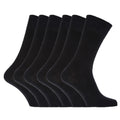 Black - Back - Mens 100% Cotton Non Elastic Top Gentle Grip Socks (Pack Of 6)