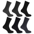 Grey-Navy-Black-Blue - Front - Mens Bamboo Super Soft Work-Casual Non Elastic Top Socks (Pack Of 6)