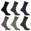 Black-Grey-Navy - Front - Mens Stay Up Non Elastic Diabetic Socks (Pack Of 6)