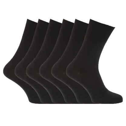 Black - Back - Mens Stay Up Non Elastic Diabetic Socks (Pack Of 6)