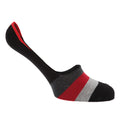 Black-Grey-Red - Front - Mens Cotton Rich Striped Shoe Liner Socks