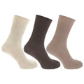 Cream-Brown-Beige - Front - Mens Casual Non Elastic Bamboo Viscose Socks (Pack Of 3)