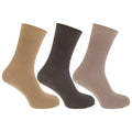 Cream-Beige-Brown - Front - Mens Casual Non Elastic Bamboo Viscose Socks (Pack Of 3)