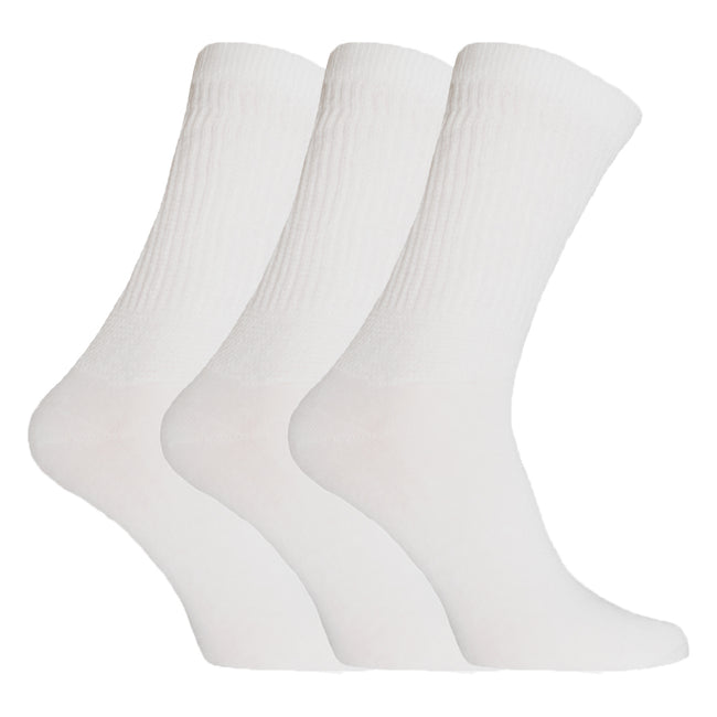 White - Front - Mens Extra Wide Comfort Fit Wide Feet Diabetic Socks (3 Pairs)