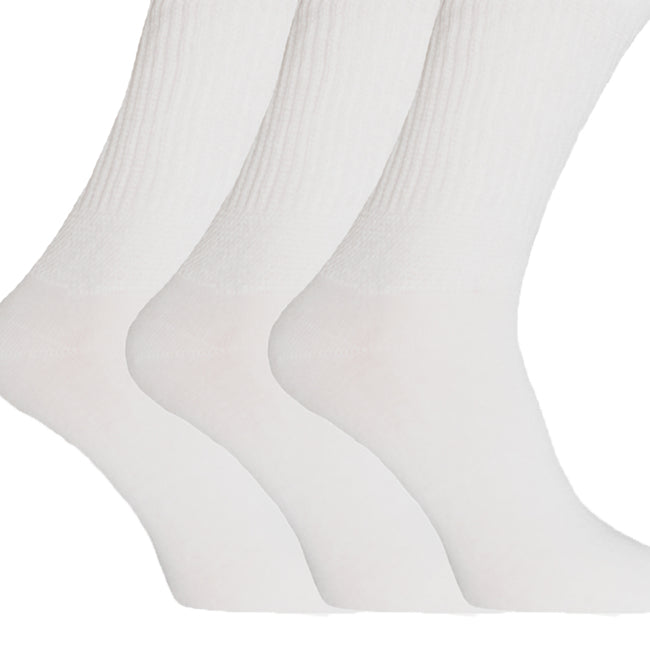 White - Back - Mens Extra Wide Comfort Fit Wide Feet Diabetic Socks (3 Pairs)