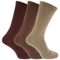 Brown Shades - Front - Mens Extra Wide Comfort Fit Wide Feet Diabetic Socks (3 Pairs)