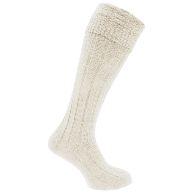 Cream - Front - Mens Scottish Highland Wear Wool Kilt Hose Socks (1 Pair)